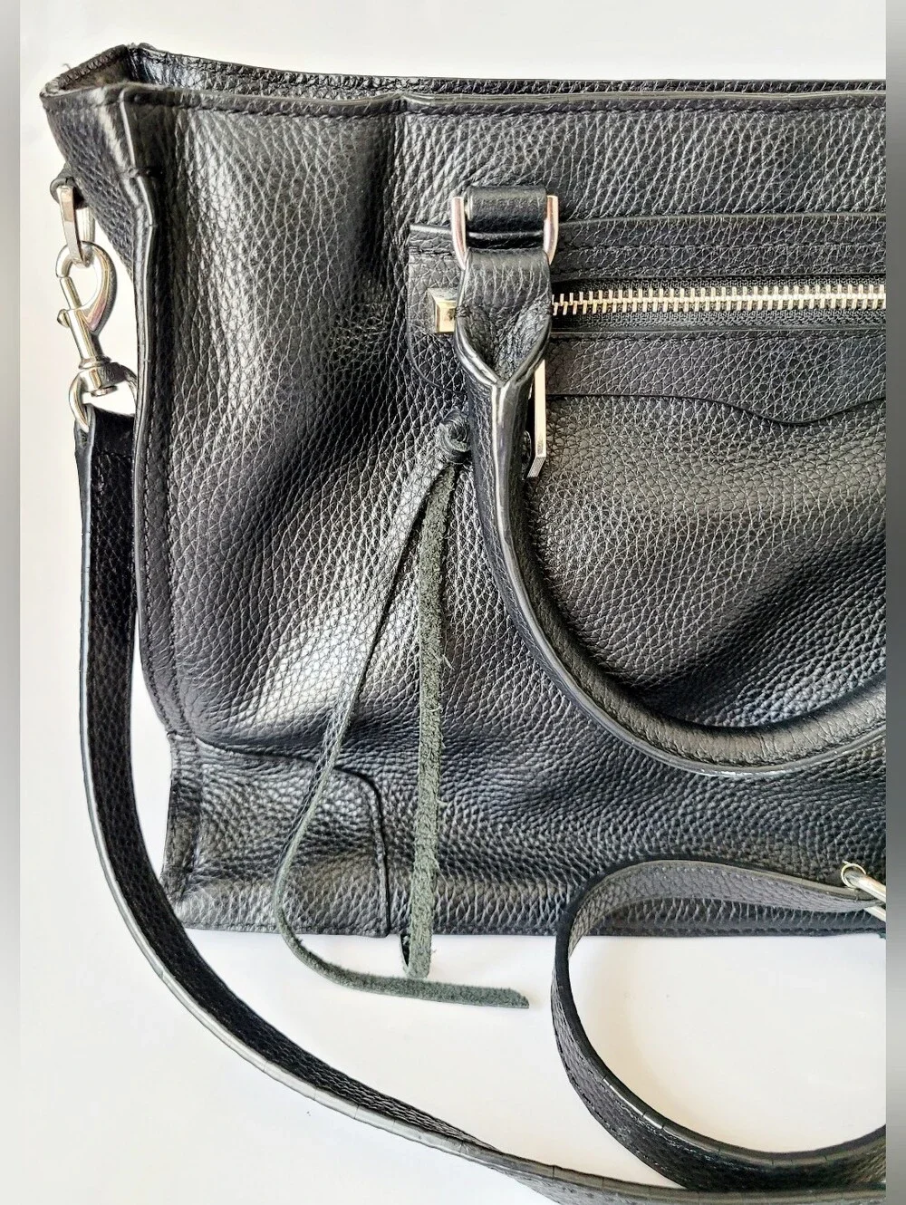 Rebecca Minkoff Regan Black Pebbled Leather Crossbody/Satchel Laptop 13